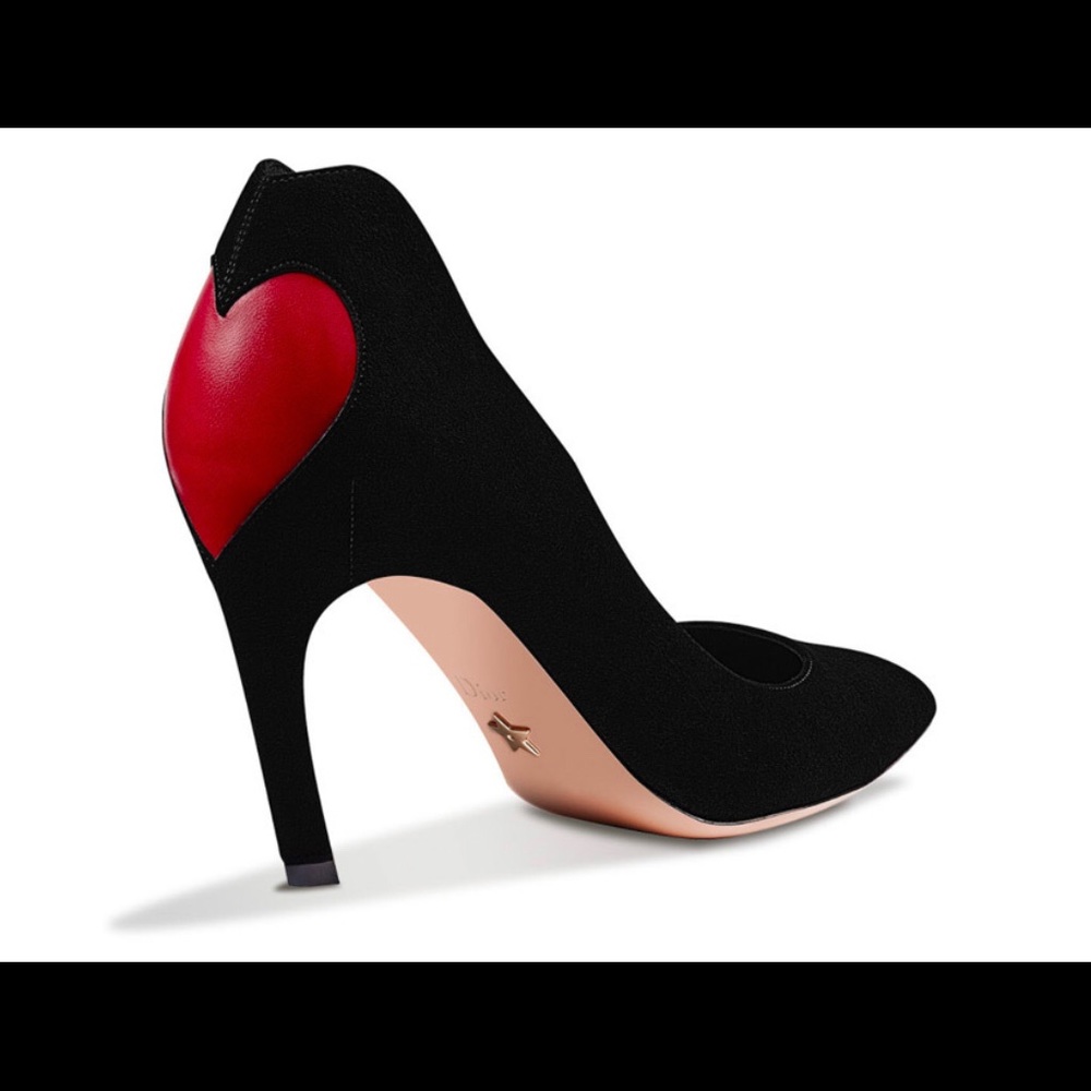 Christian Dior Black Suede Heart Pump Fall 2017